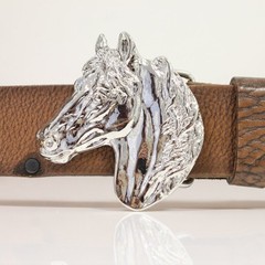 Horse Head Belt Buckle Jet Hematite – Dark Gem Look with Character