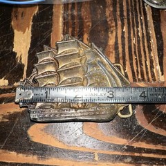 Brass Color 16-Sail Metal Ship Belt Buckle 4&Prime; x 3&Prime;