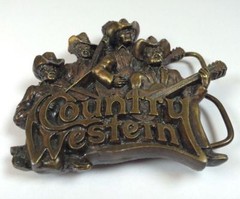 VTG Country Western Music Band Brass Belt Buckle Honkytonk Nashville Bergamot