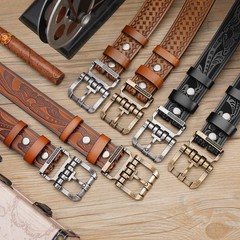 BISON DENIM Men&rsquo;s Genuine Leather Belt, 33&Prime;-36&Prime;, Golden Buckle-brown Belt