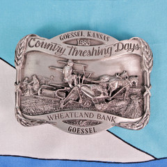 Vtg 80s Goessel Kansas Belt Buckle Lot of 3 Country Threshing Days 1984-1986