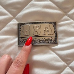 Vintage USA Silver Tone Rectangular Belt Buckle Western Patriotic 90s Country