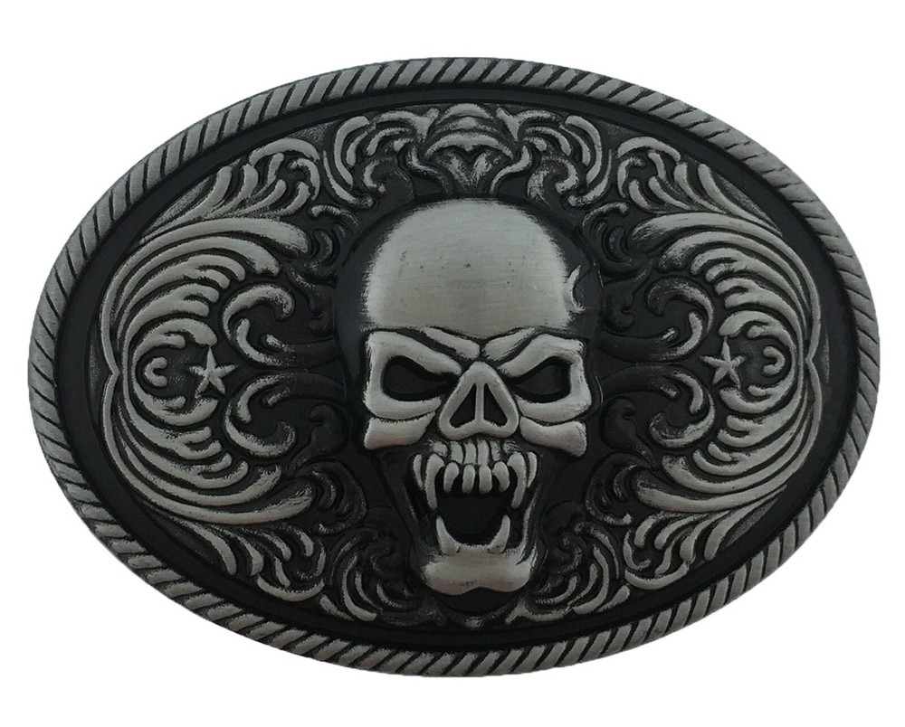 Skeleton Skull Belt Buckle Antqiued New Gothic Tattoo Men Women Halloween Party
