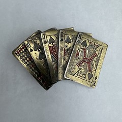 Vintage Great American Buckle Co Belt Buckle Mens Gold Poker Cards 1979 USA