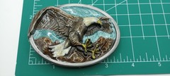 Vtg. Bald Eagle Belt Buckle 1984 Bergamot Brass Works W146 Colorful Laquer USA
