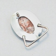 Crazy Lace Agate Belt Buckle Silver Plated Handmade Western Cowboy Statement