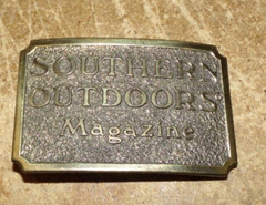1982 metal southern outdoors magazine belt buckle in nice shape used