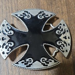 Black Silver Metal Belt Buckle Cross Antique Finish Interchangeable Men&rsquo;s