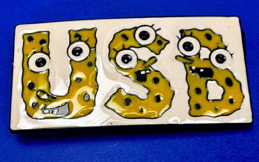 Yellow USB Letters Sponge Bob? Eyes Teeth Novelty Funny Belt Buckle