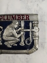 Vintage 1991 C & J Inc Plumber Color Belt Buckle – Missing Belt Loop