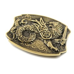 Semargl solid brass belt buckle, handmade Mythical winged lion Simargl buckle