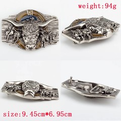 Tauren Ancient Silver Belt Buckle Metal Smooth Buckle 4.0 Cowboy for Men