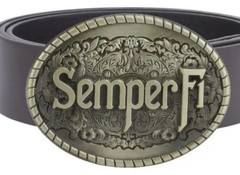 Marine Corps USMC Semper Fi bronze Western Military Belt Buckle Oval Metal Men