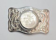 25 Pesos 1968 Olympic Commemorative Coin Set in Silver-tone Belt Buckle