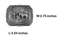 Religion Cross Cowboy Kneeling Prayer And Horse Design Belt Buckle