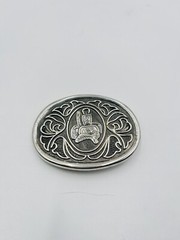 Vintage Avon Metal Silver Saddle Engraved Belt Buckle 2 x 3 Inch