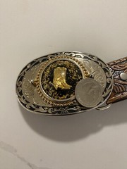 Vtg Lyatone Saddle Leather Belt Cowboy Boots Belt Buckle Sze 34 2565 Top Grain