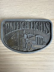 Belt Buckle Vintage Raleigh Lights Trucker Pewter 1980 Tobacco Cigarettes