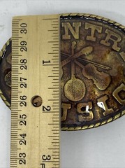 VTG Country Music Enamel Solid Brass Oval Belt Buckle Music
