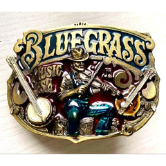 The Great American Buckle Co. Bluegrass Music Western Enamel Buckle 1.5&Prime; Vtg