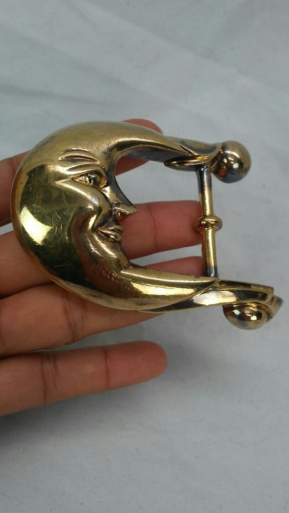 Barry Kieselstein cord sterling 925 gold vermeil moon face buckle