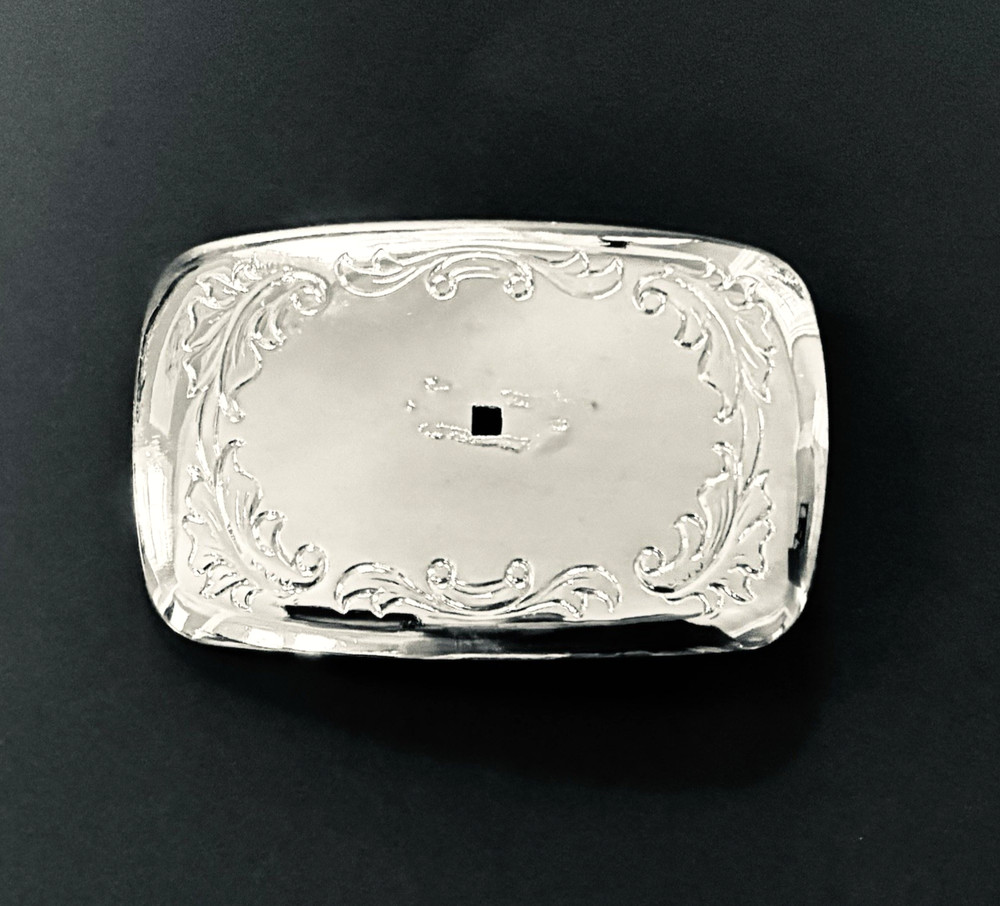 Chrome Metal Belt Buckle Blank Western Cowboy Style USA Made