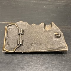 VINTAGE TRAIN STEAM ENGINE BRASS BELT BUCKLE NUMBER 4093