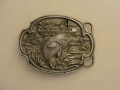 Vintage Pewter Bass Fishing 1984 Belt Buckle – Giant Fish