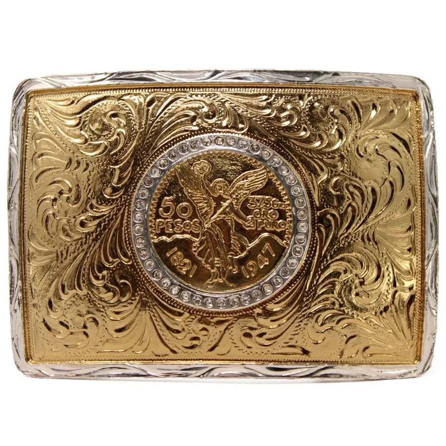 Fine Hebilla Handcrafted Belt Buckle With Gold Centenario Rodeo Western Cowboy