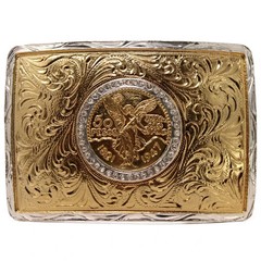 Fine Hebilla Handcrafted Belt Buckle With Gold Centenario Rodeo Western Cowboy
