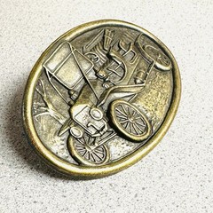 Antique Car Avon Vintage Model T Brass Automobile Vehicle Belt Buckle