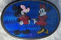 PL05170 VINTAGE 1970s *MICKEY AND MINNIE MOUSE* WALT DISNEY CARTOONS BELT BUCKLE