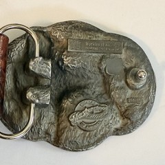 Vintage Dalmatian Belt Buckle W/ Firemen, EMTs & Fire Trucks Leather Belt XL