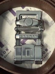NIB Anson Belt Strap Buckle Holeless Ratcheting 55&Prime; Brown Buffalo Tanned Leather