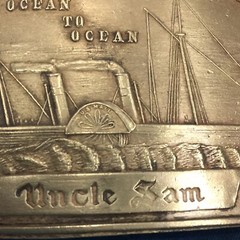 vintage WELLS FARGO & CO. OCEAN TO OCEAN UNCLE SAM BELT BUCKLE tiffany new york