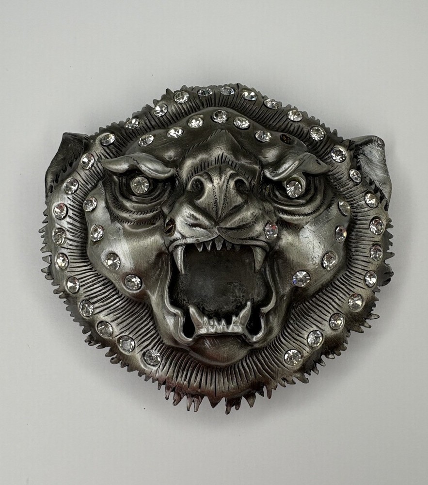 Lion – Tiger Belt Buckle Big Cat – Men Women Silver Metal Western Rodeo Cowboy