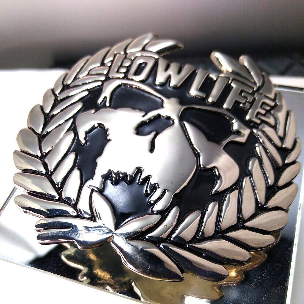 LOWLIFE Brand Skull Belt Buckle Silver/Black 3.25&Prime; Across Pre-Owned