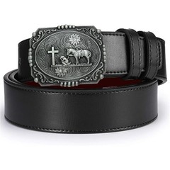Religion Cross Prayer and Horse Belt Buckle Western Cowboy Longhorn Belt