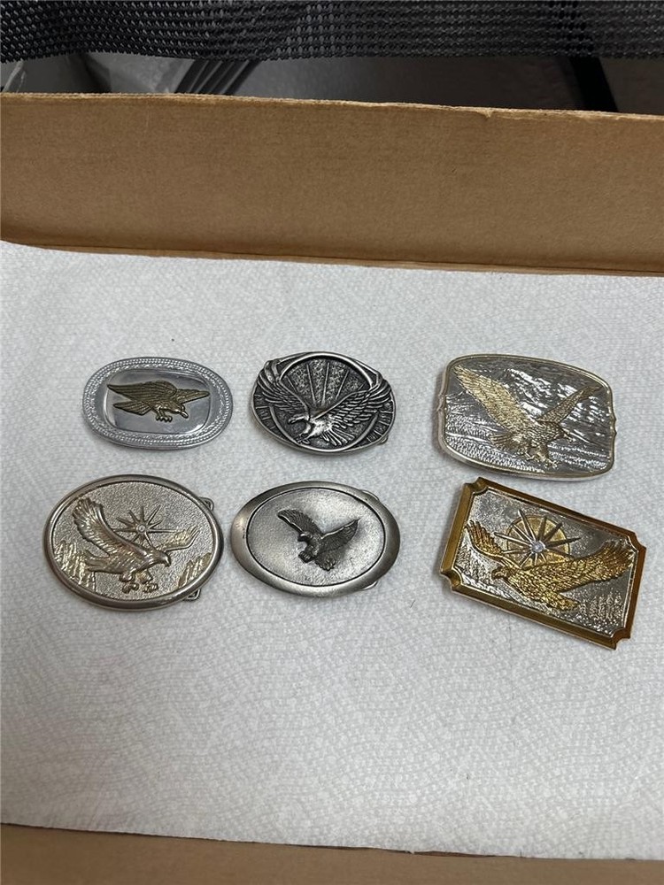 Six Vintage Bird Belt Buckles Eagle