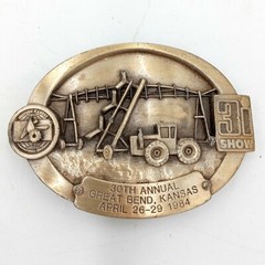 Kansas Farm 3I Show Belt Buckle Great Bend 1984 Tractor Farm Implements KS