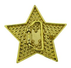 High-end New Star Belt Buckle Gold Metal Rhinestones Out Blinged Rock Punk Iced