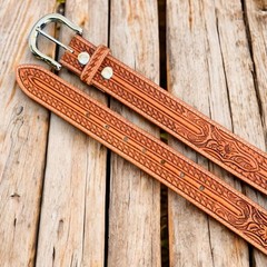 DANIEL&rsquo;S ARTPLANET Western Leather Belt for 38 (fits size 36 jeans), Brown
