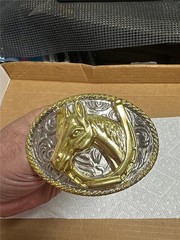 Vintage Horsehead and Horseshoe Belt Buckle by VIA N.Y