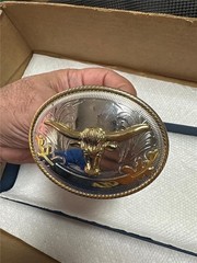 Vintage Cowboy Style Gold Steer Head Belt Buckle Made In Mexico