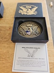 NIB NRA GOLDEN EAGLES 2015 COMMEMORATIVE LIMITED EDITION BELT BUCKLE NEVER USED