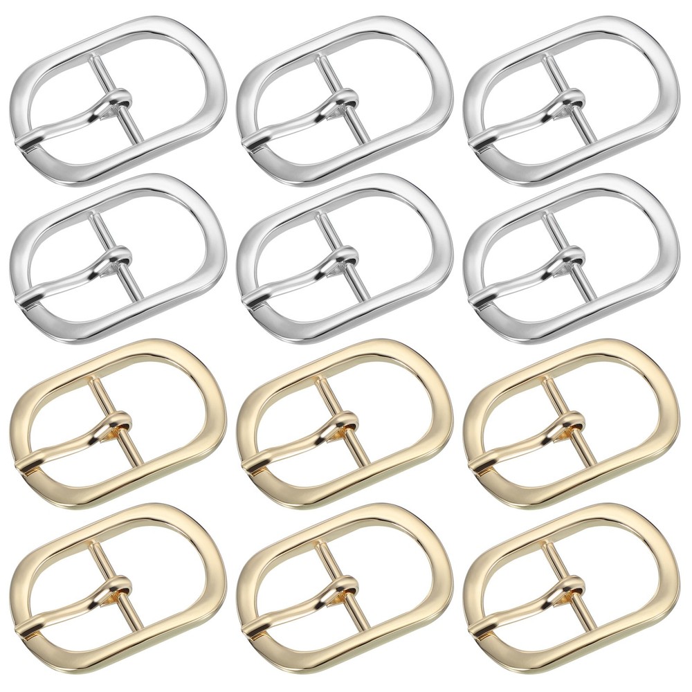 12Pcs 1&Prime; Single Prong Metal Roller Pin Belt Buckles Silver/Light Gold