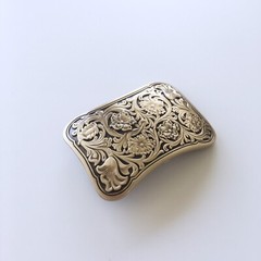 Western Flower Southwest Cowboy Cowgirl Rectangle Solid Brass Belt Buckle