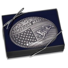 Montana Silversmiths Classic American Made Bull Rider Flag Rodeo Belt Buckle