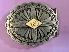 Southwestern Native Indian Tribal Art Style Creme Colored Center Belt Buckle