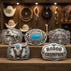 New Men Women Silver Metal Fashion Belt Buckle Native Ethnic Oval Turquoise Blue